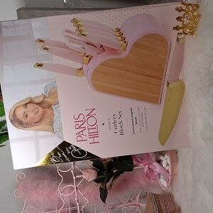 Paris Hilton 10-Piece Heart-Shaped Stainless Steel Knife Block Set, Pink